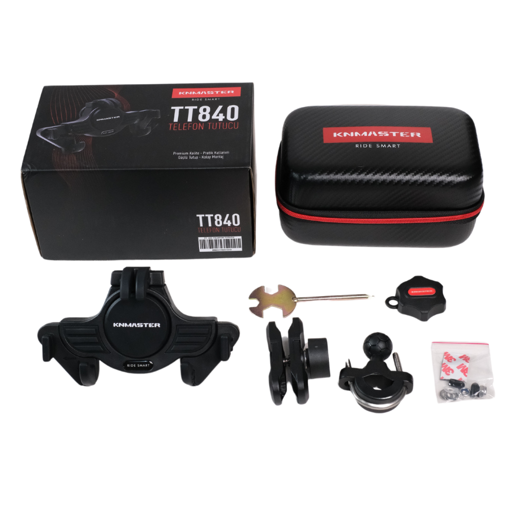 KNMASTER TT-840 TİTREŞİM ENGELLEYİCİLİ TÜM MOTOSİKLETLERE UYUMLU TELEFON TUTUCU
